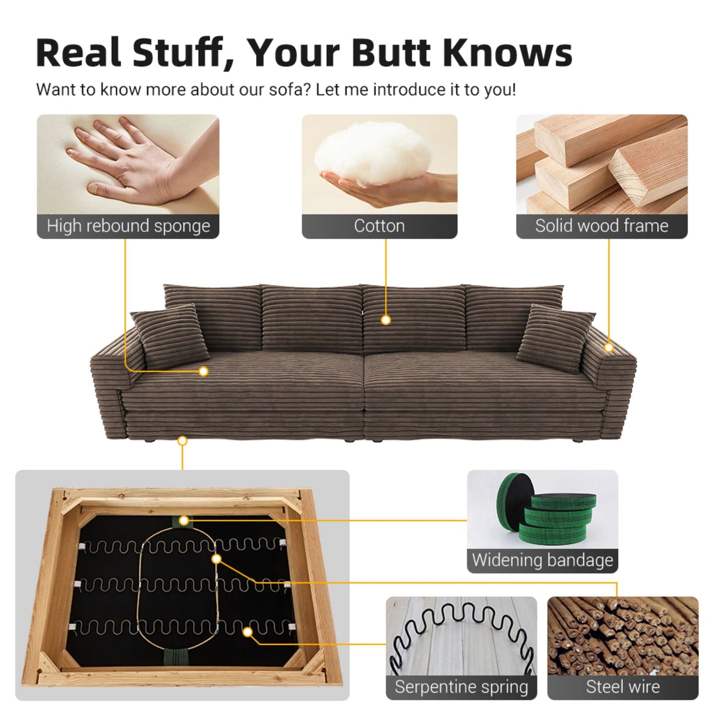 Deep Seat Sofa Bed With Ottoman and Soft Pillows