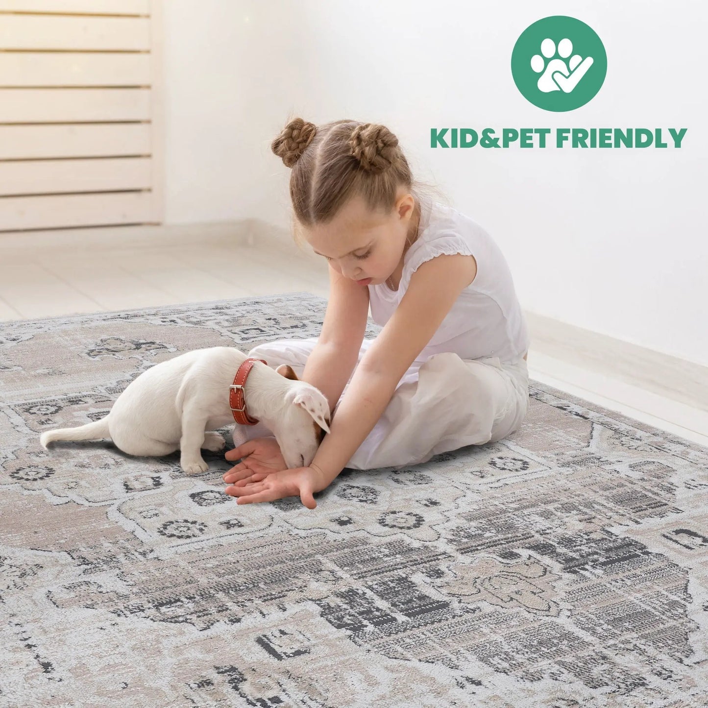 Payas Medallion Rug, beige gray area rug by Unique Piece Furniture on Tampa Home & Garden Store