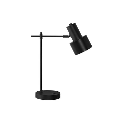 Table lamp with black metal finish, adjustable arm and angled shade, USB port included on Tampa Home & Garden Store