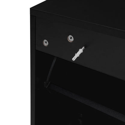 Shoe cabinet interior in black with metal screws on Tampa Home & Garden Store