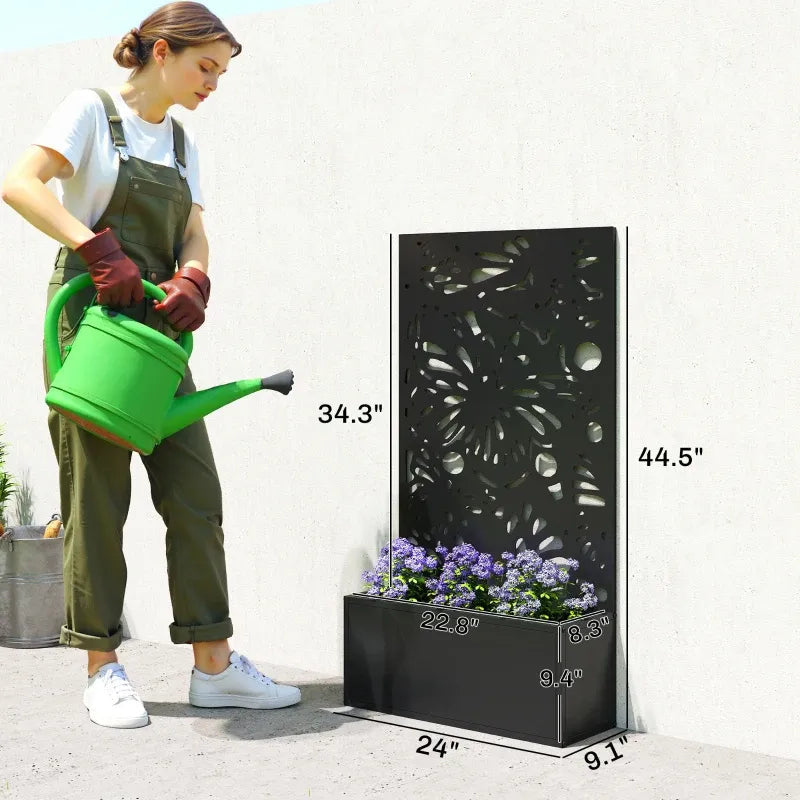 Planter: Stylish Plant Bed by HouseOfZazla, black decorative planter with flower bed on Tampa Home & Garden Store