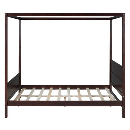 Modern Canopy Platform Bed and Wooden Headboard
