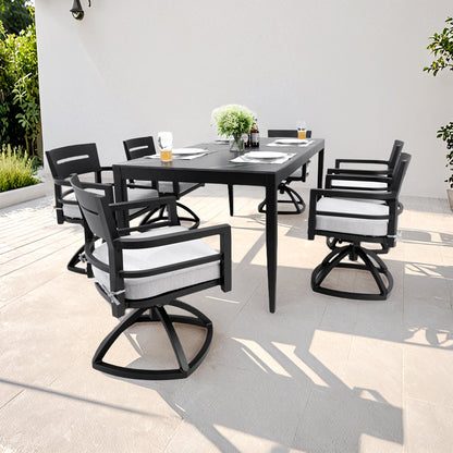 Modern 7-Piece Outdoor Patio Aluminum Dining Set with six chairs on Tampa Home & Garden Store