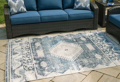 Daddridge Medallion Area Rug Blue Gray Ivory