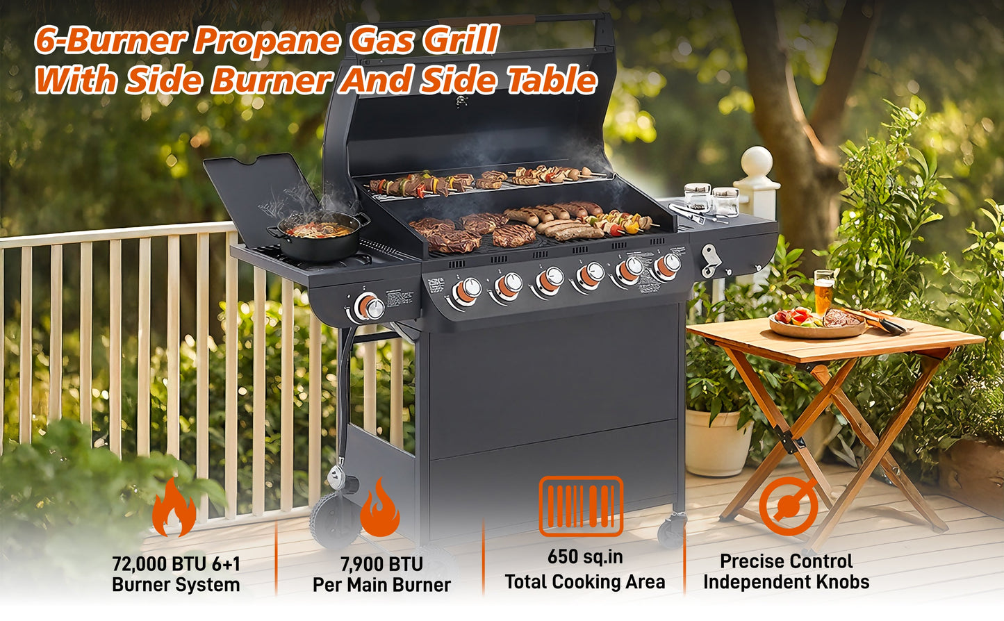 6 Burner Propane Gas Grill for a Backyard