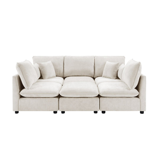Beige modern U-shaped sectional sofa with movable ottoman and USB ports, 2-piece set on Tampa Home & Garden Store