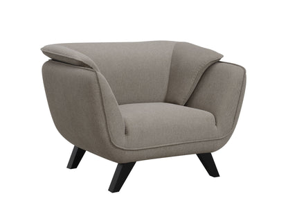 Nayeli Boucle Arm Chair taupe boucle fabric with angled black legs by HouseOfZazla on Tampa Home & Garden Store