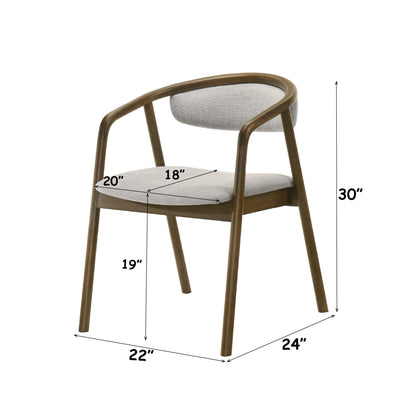 Delina Side Chair gray fabric upholstered seat with walnut wood frame and curved arms on Tampa Home & Garden Store