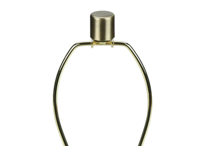 Table lamp close-up with brass-finish top finial and curved gold frame, contemporary design on Tampa Home & Garden Store