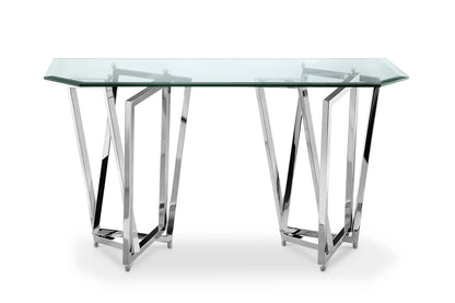 Lenox Square rectangular sofa table chrome finish with glass top by Unique Piece Furniture on Tampa Home & Garden Store