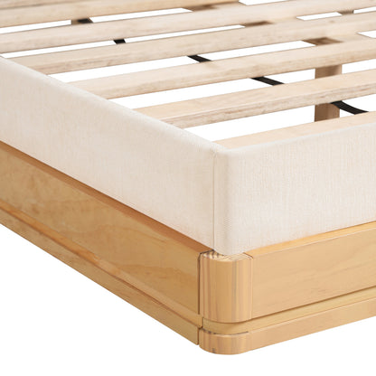 Mid-Century Modern Wood Bed with Waterfall Edge