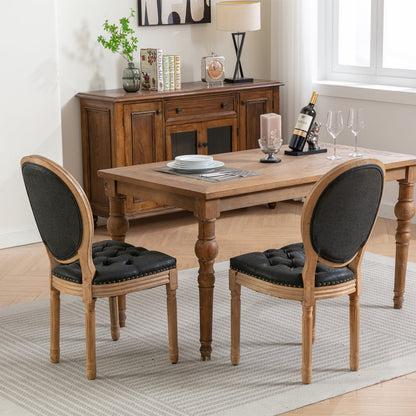 French Style Solid Wood Dining Chair with Nailhead Trim, black upholstered seat, set of 2 on Tampa Home & Garden Store