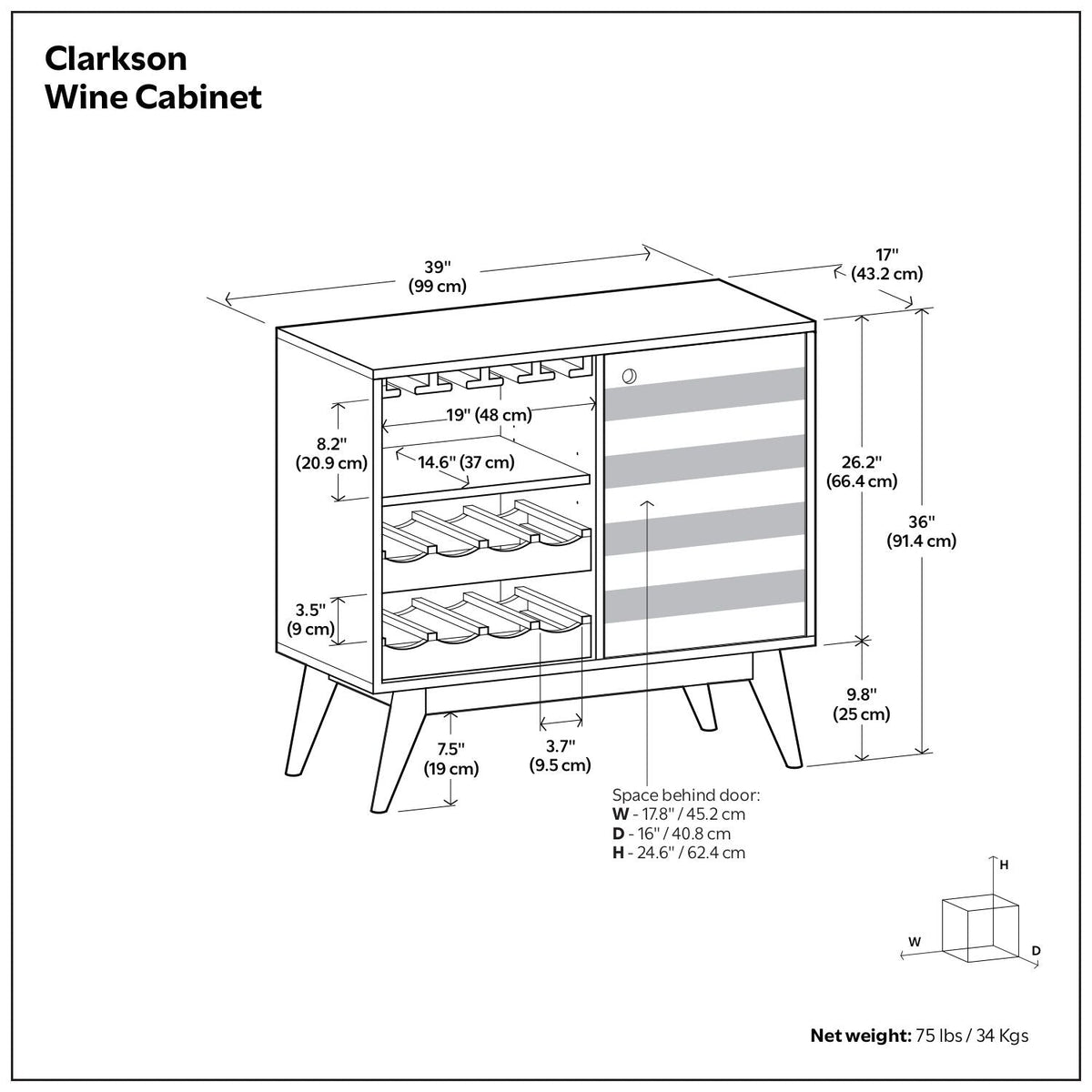 Clarkson wine cabinet brown acacia with adjustable storage; bottle racks and glass storage on Tampa Home & Garden Store