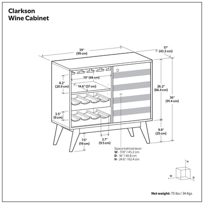 Clarkson wine cabinet brown acacia with adjustable storage; bottle racks and glass storage on Tampa Home & Garden Store