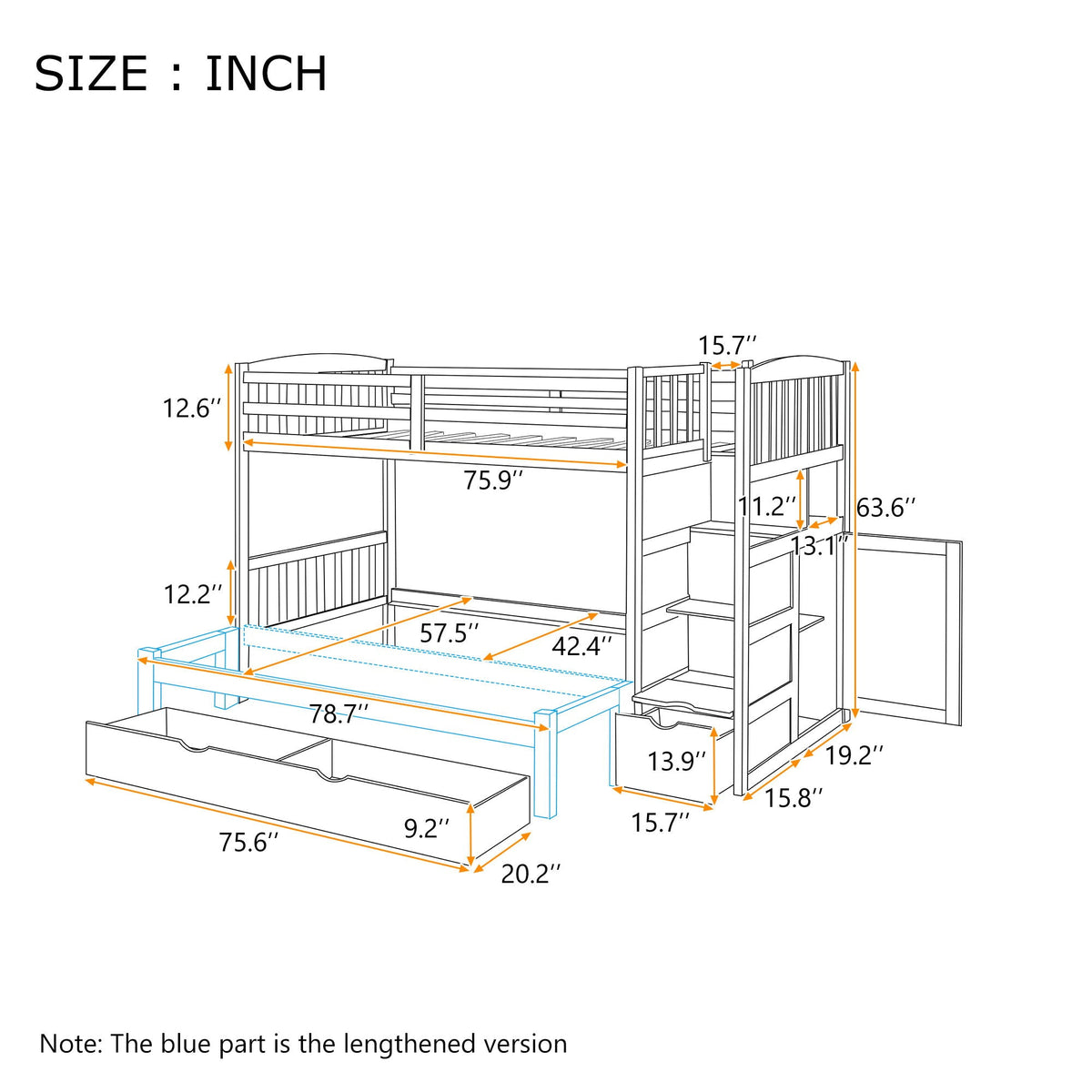 Bunk bed with convertible bottom bed and storage shelves and drawers by HouseOfZazla on Tampa Home & Garden Store