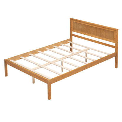 Strong Espresso Wood Platform Bed and Headboard