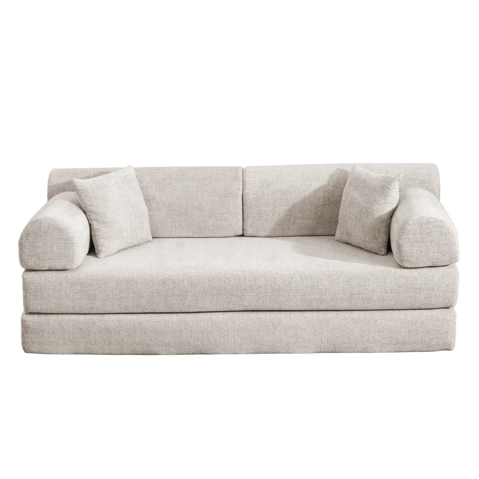 Modern 2-Tone Fabric Convertible Sleeper Sofa Bed by Unique Piece Furniture, beige upholstery on Tampa Home & Garden Store