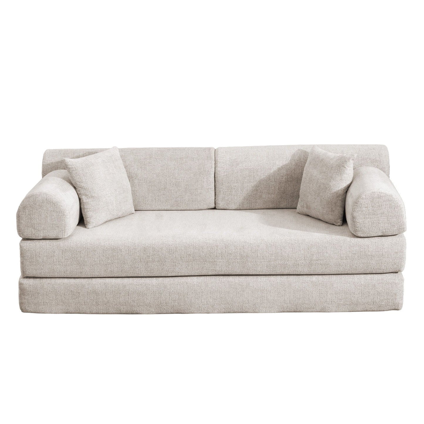 Modern Two Tone Fabric Sofa and Convertible Bed