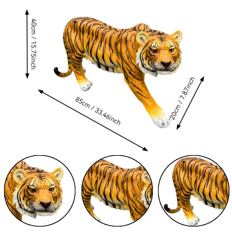 Simulated Tiger Resin Garden Statue orange with black stripes by HouseOfZazla outdoors on Tampa Home & Garden Store