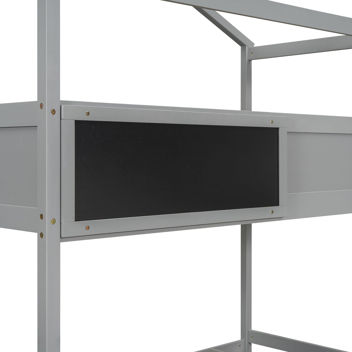 HouseOfZazla gray bunk bed frame with black chalkboard panel front on Tampa Home & Garden Store