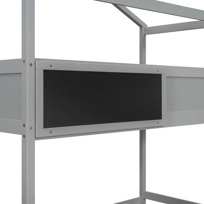 HouseOfZazla gray bunk bed frame with black chalkboard panel front on Tampa Home & Garden Store