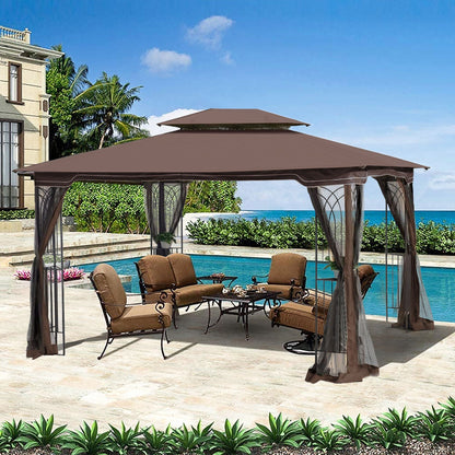13x10 Outdoor Gazebo Canopy With Double Roof