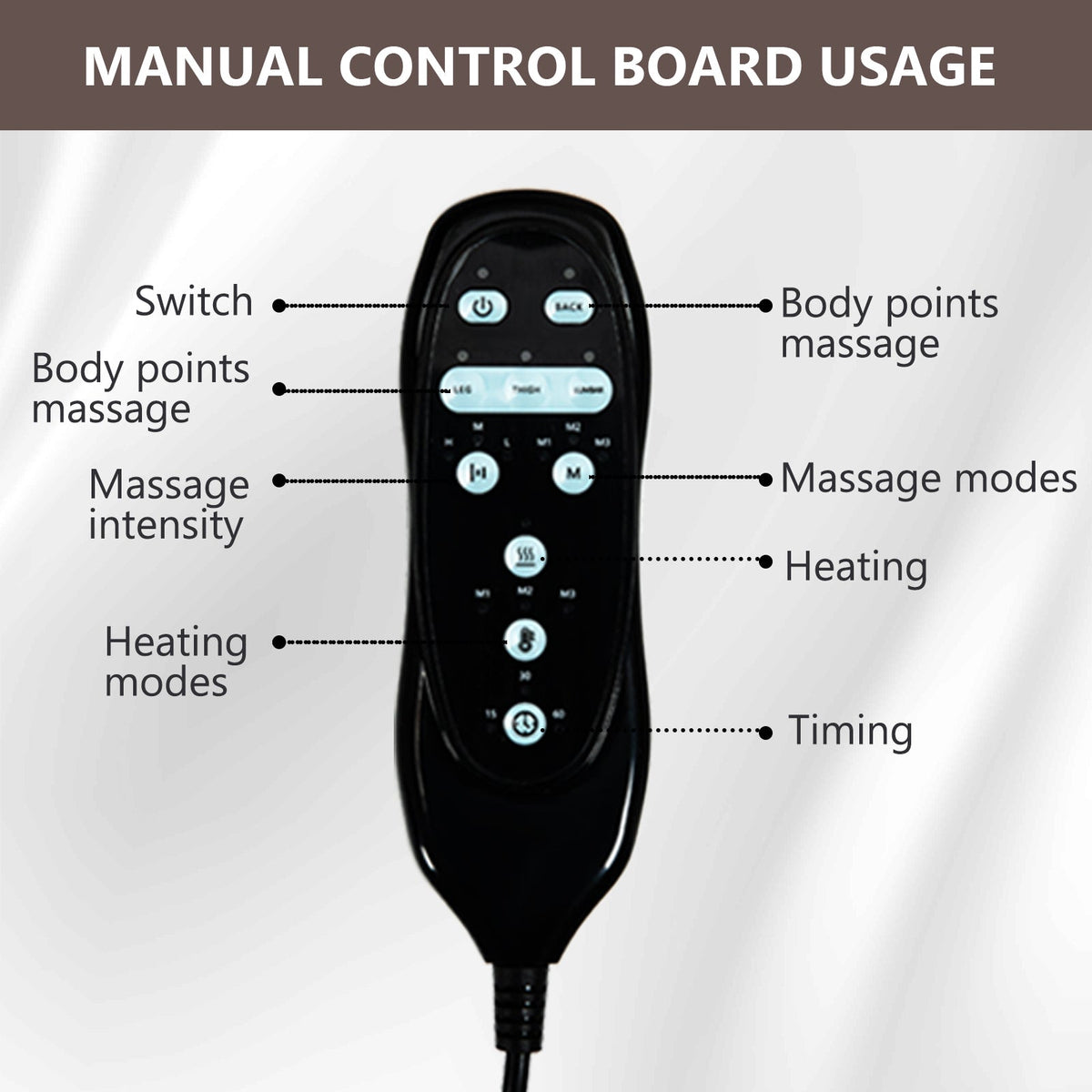Remote for HouseOfZazla brown chenille single motor lift recliner chair with massage and heating on Tampa Home & Garden Store