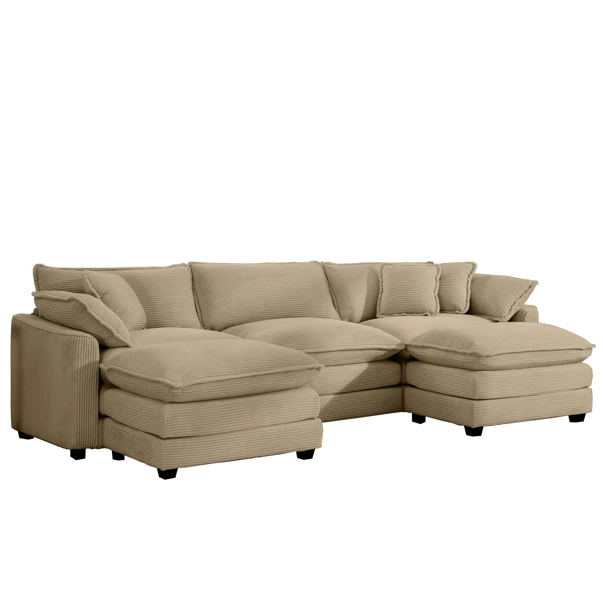 Modern beige modular sofa with ottoman, low back, deep seating 3pc set Unique Piece on Tampa Home & Garden Store