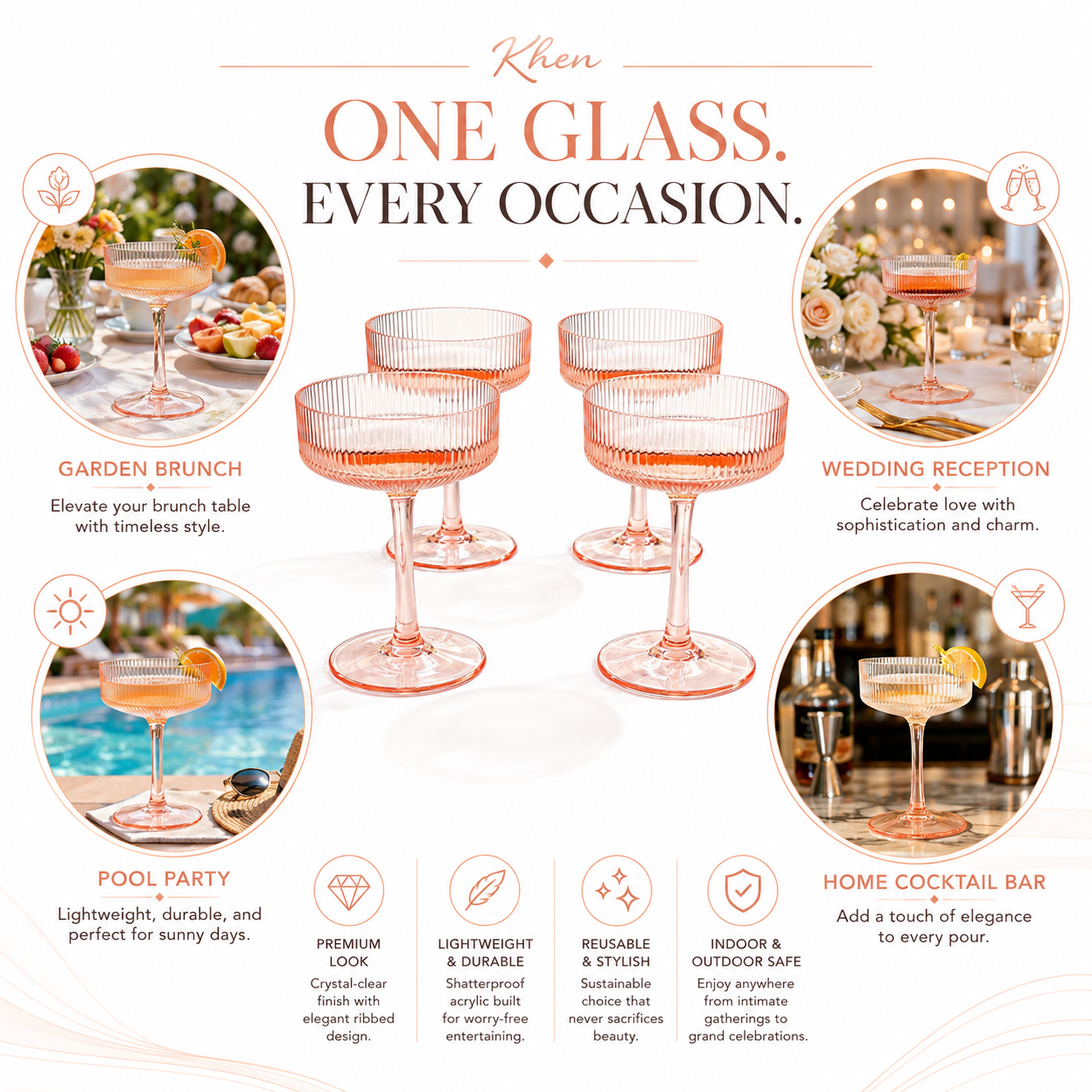 Madrid Acrylic Champagne Glasses Set of Four