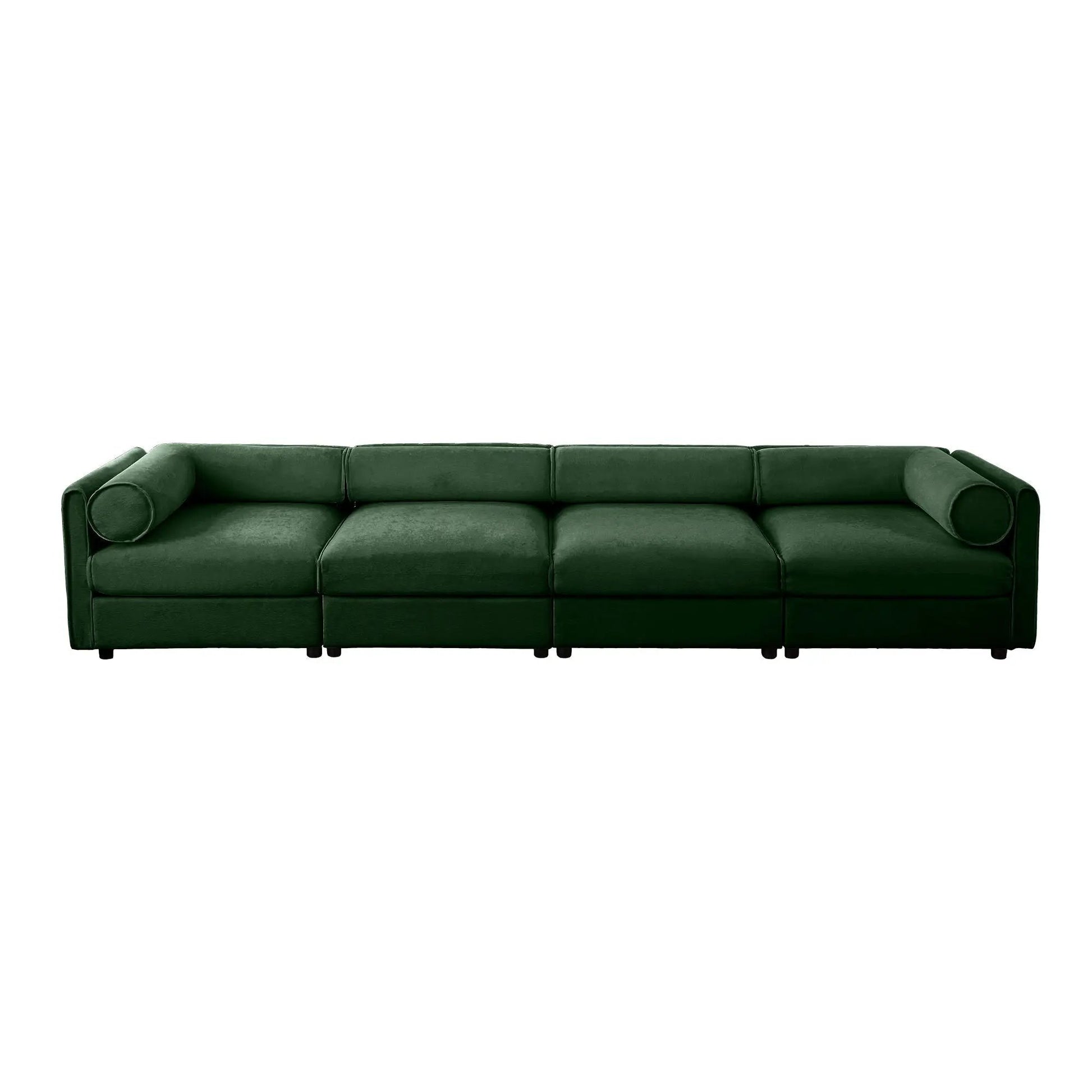Storage sofa with cylindrical backrest in green velvet by Unique Piece Furniture on Tampa Home & Garden Store