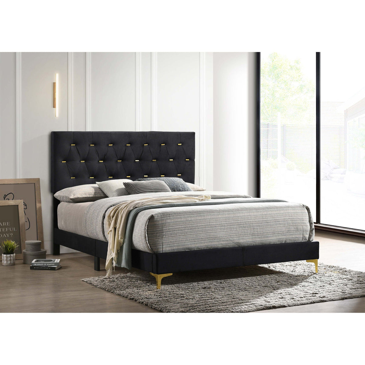 Lexie Tufted Panel Bed with a Soft Padded Frame