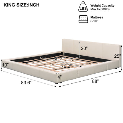 Stylish upholstered bed with birch wood frame by HouseOfZazla, king size, beige headboard on Tampa Home & Garden Store