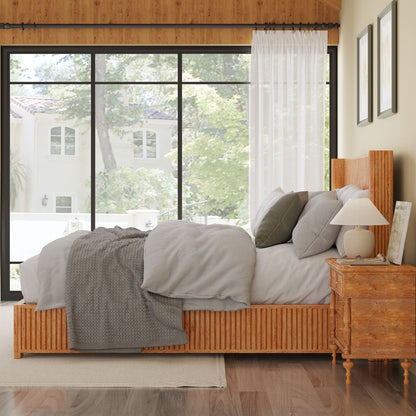 Modern Platform Bed Frame with Tall Headboard