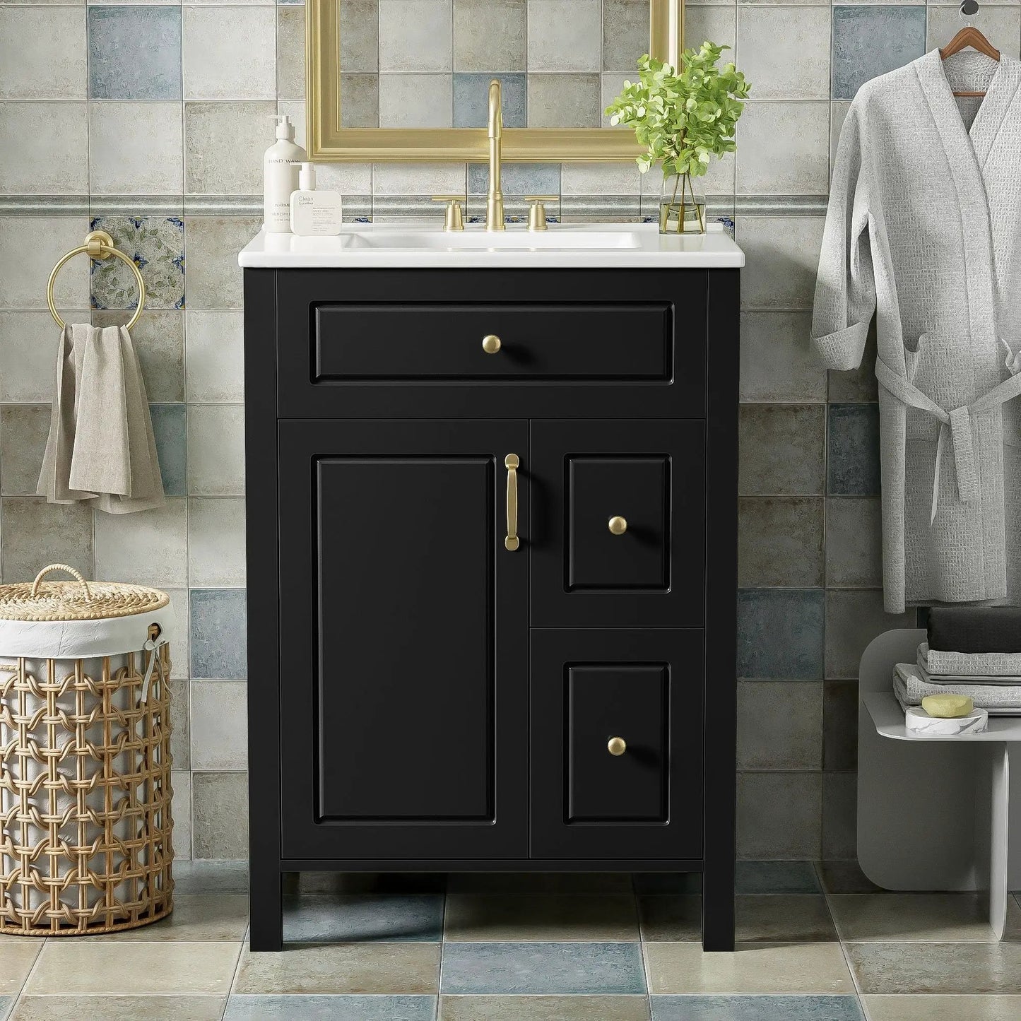Elegant Bathroom Vanity Ceramic Sink and Drawers