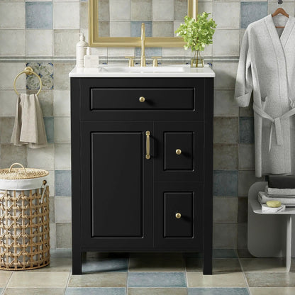 Elegant Bathroom Vanity Ceramic Sink and Drawers
