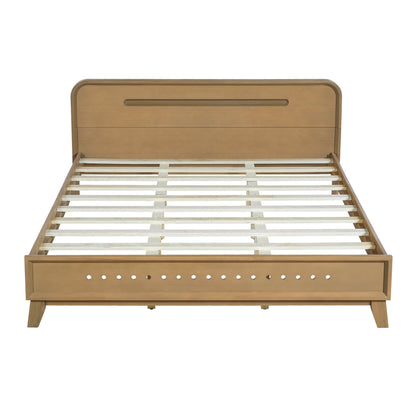 Pine Solid Wood Queen Bed and Rustic Yellow