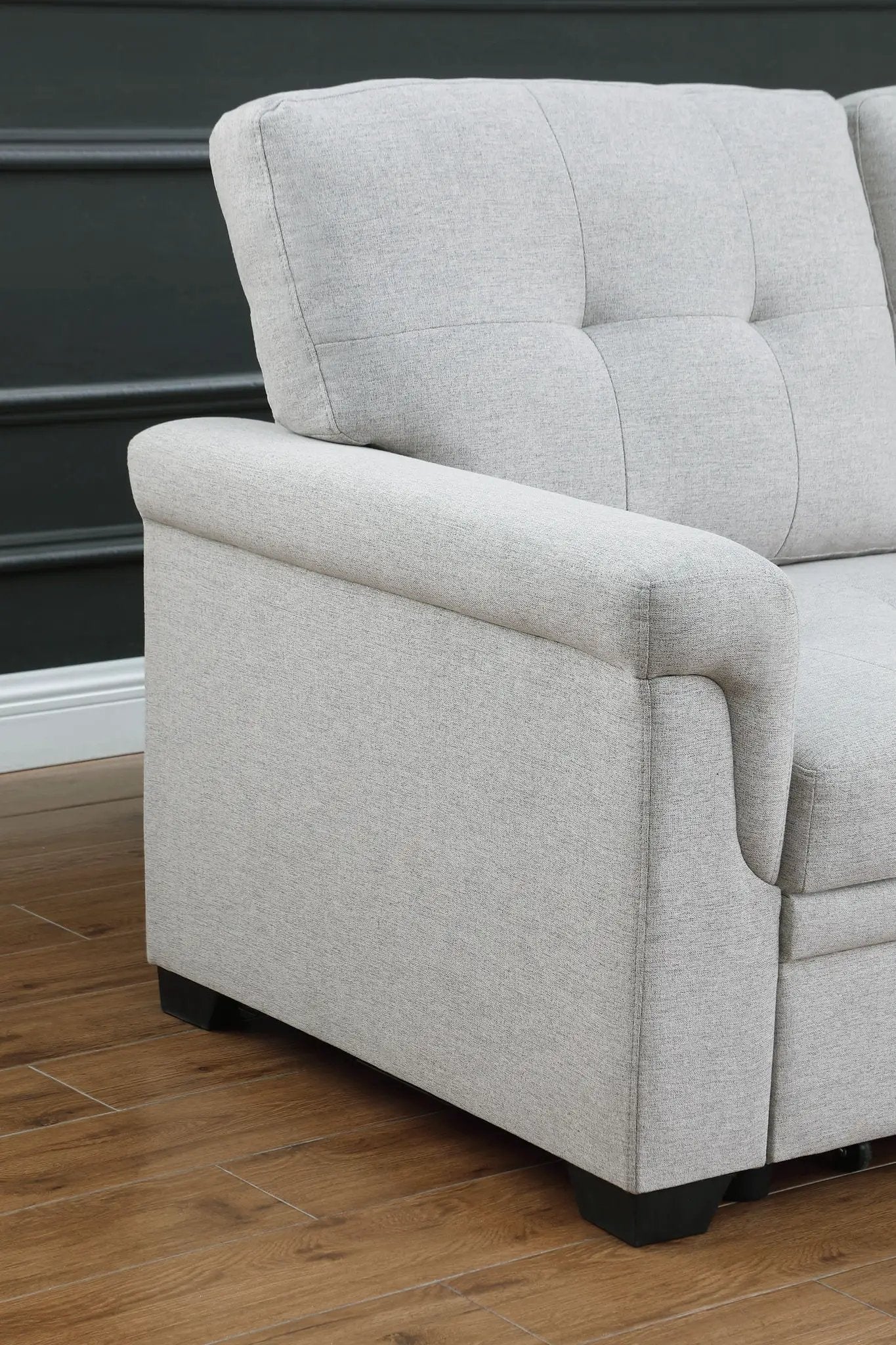 Destiny reversible sleeper sectional with storage chaise in light gray fabric Unique Piece on Tampa Home & Garden Store