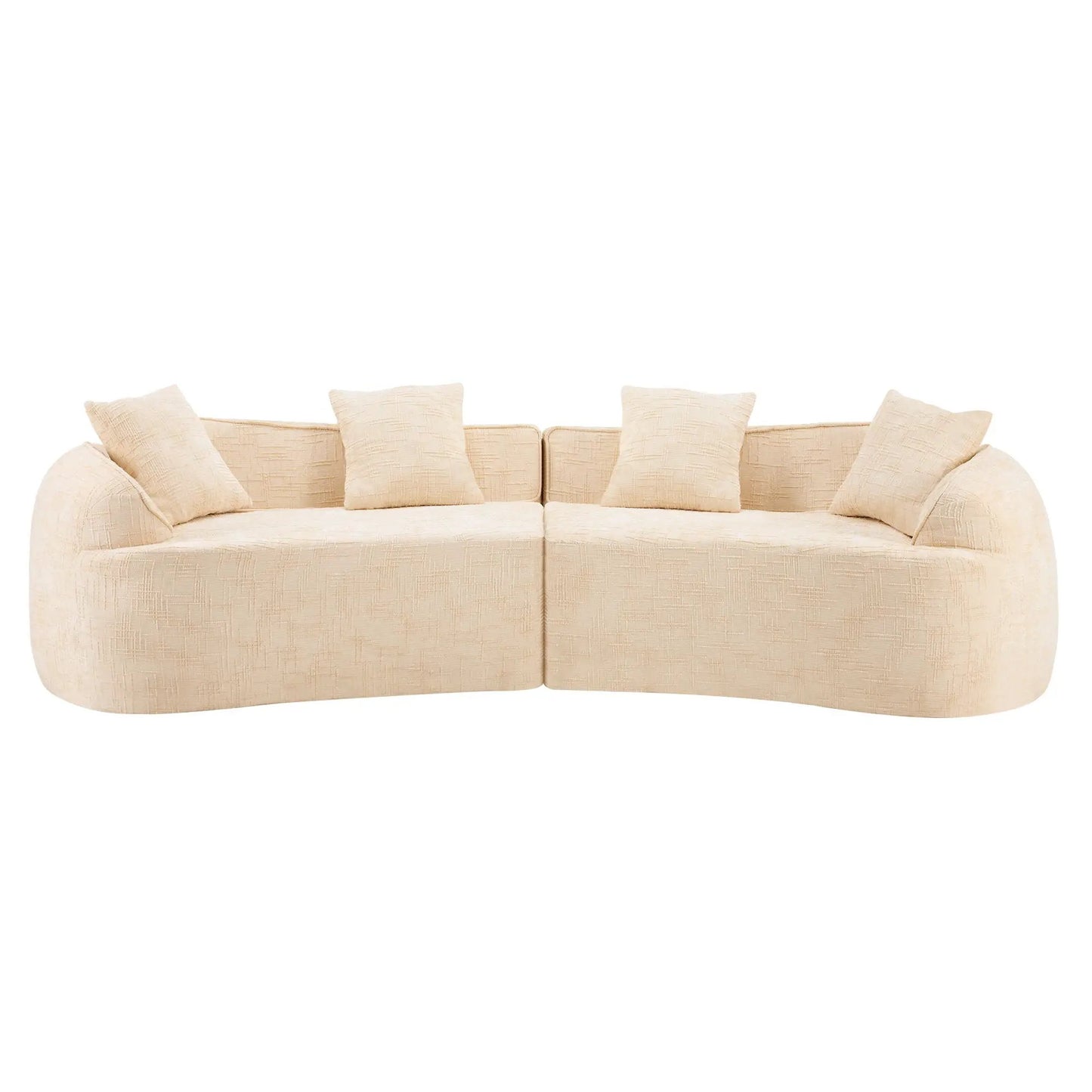 Curved compressed sofa beige textured fabric Nordic-style sofa by Unique Piece Furniture on Tampa Home & Garden Store