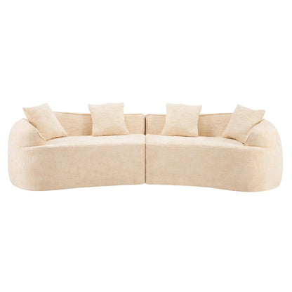 Curved compressed sofa beige textured fabric Nordic-style sofa by Unique Piece Furniture on Tampa Home & Garden Store