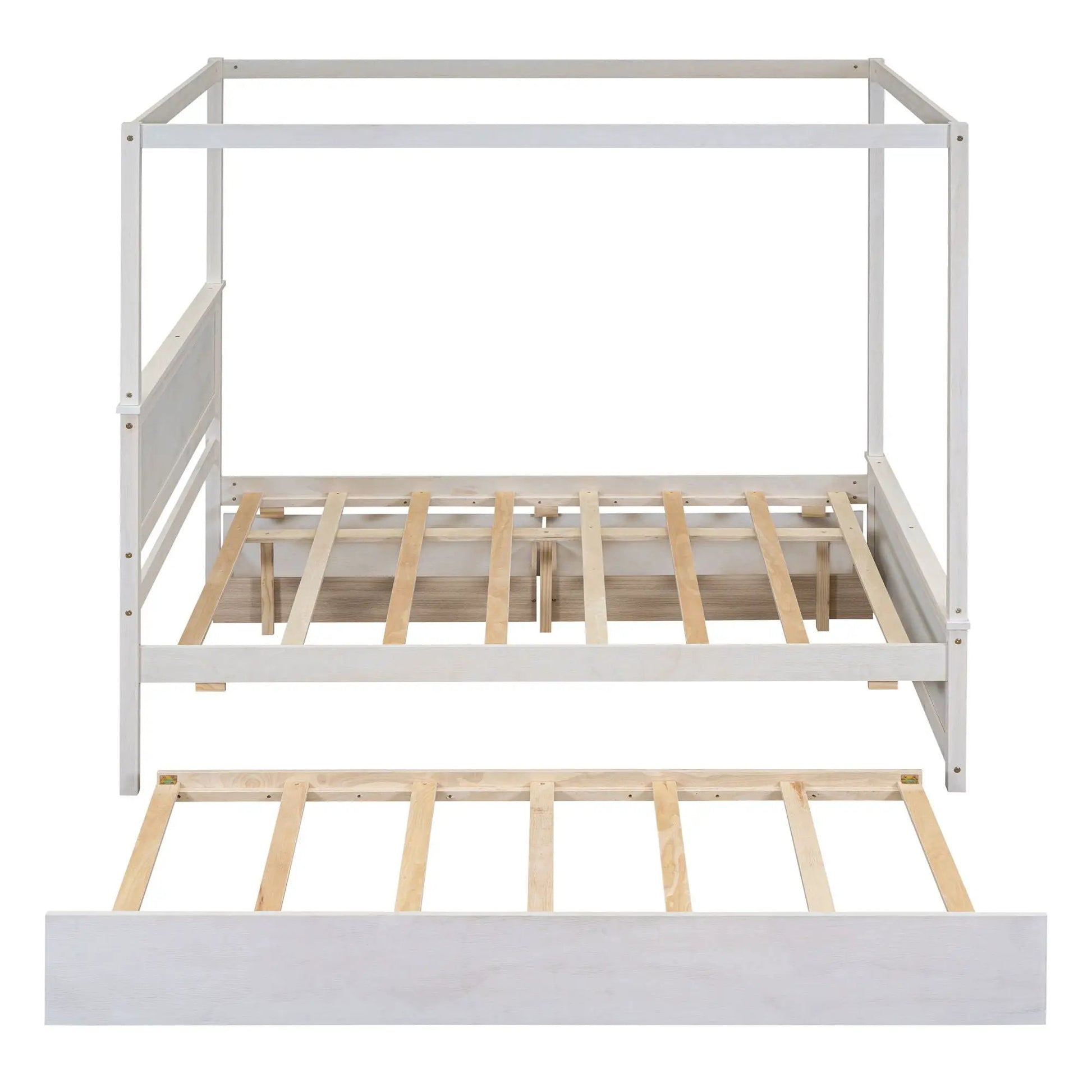 Canopy platform bed with drawers by Unique Piece Furniture, white frame with slatted base on Tampa Home & Garden Store