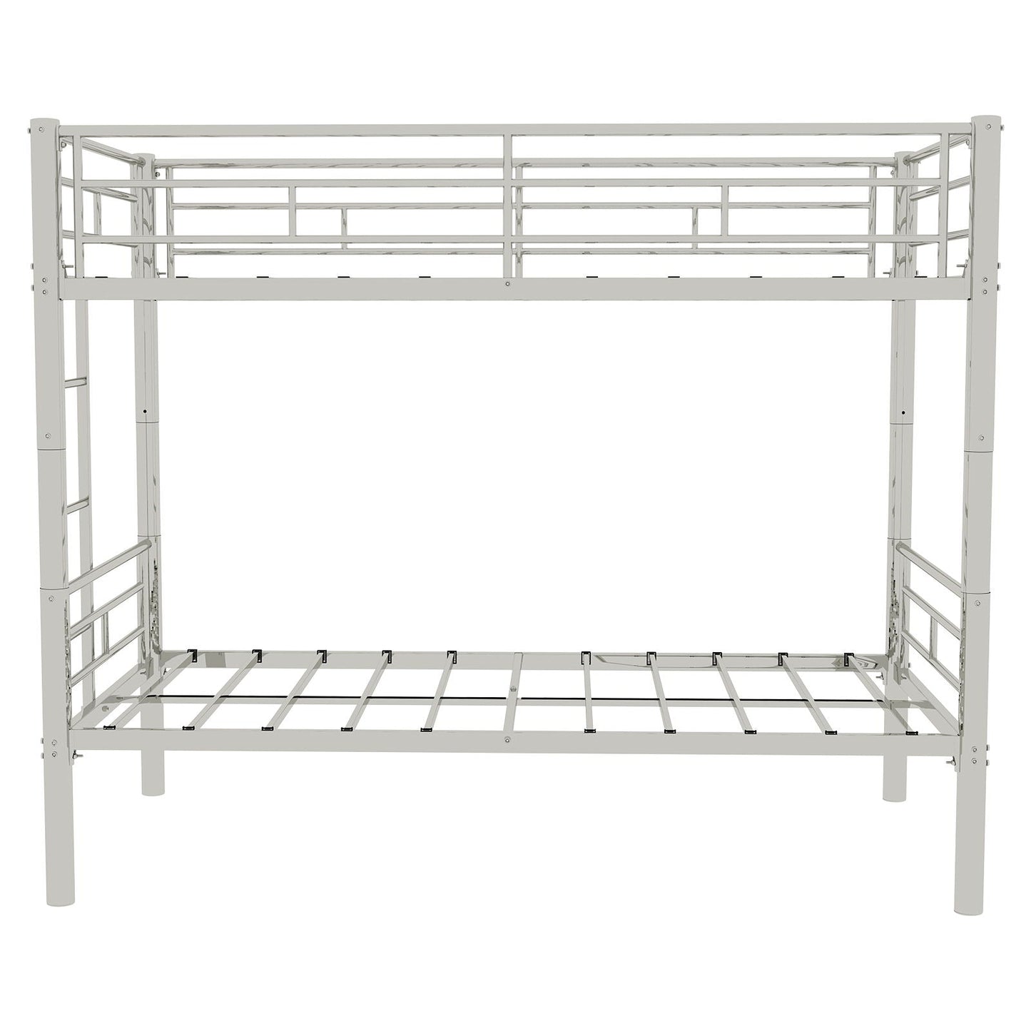 Metal Convertible Bunk Bed Frame with Guardrail