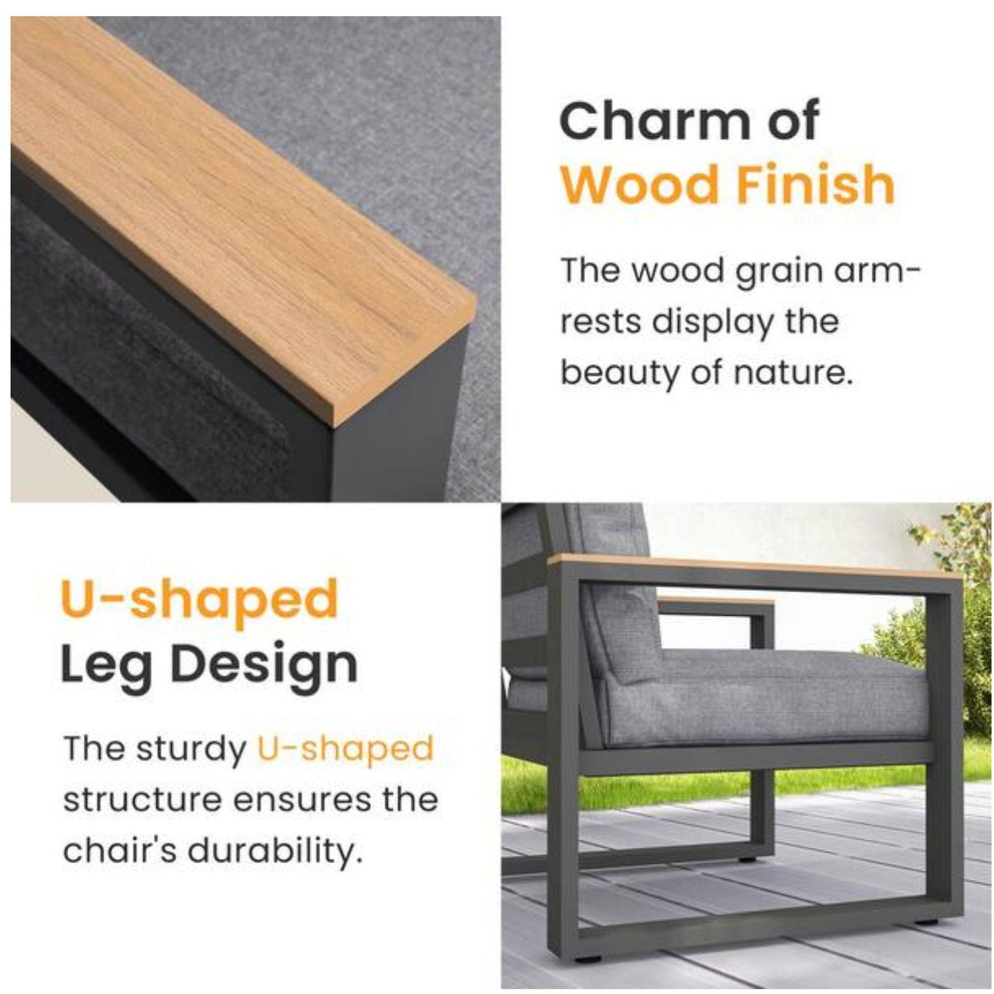 Modern Outdoor Sofa Set with the Coffee Table