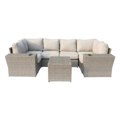 Outdoor Wicker Sectional with Weather Cushions