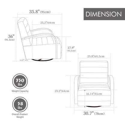 360 Degree Swivel Accent Chair Armrests Comfy