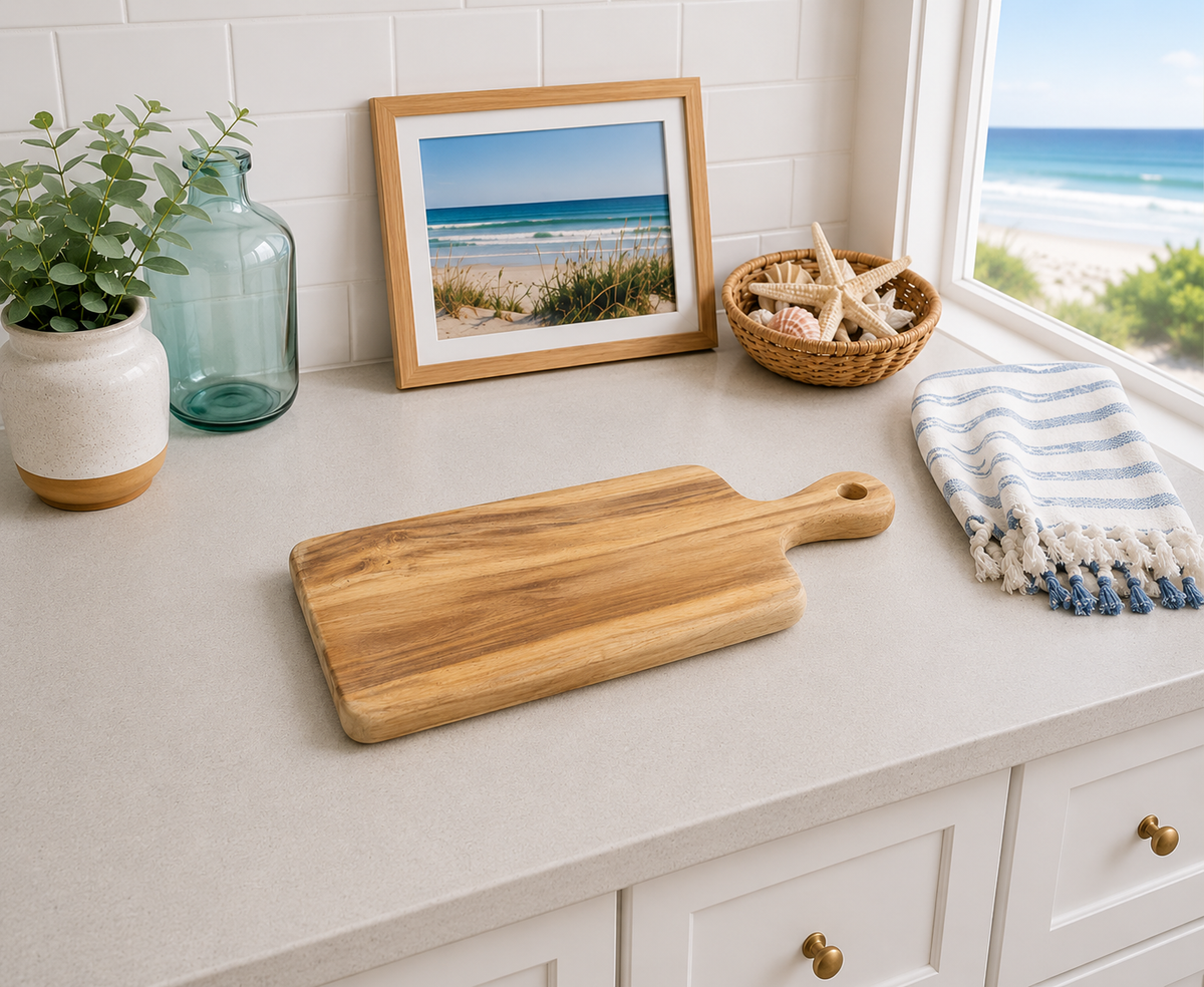Harbor Teak Cutting Board natural teak wood kitchen countertop accessory on Tampa Home & Garden Store