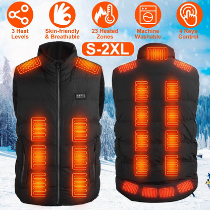 GemGear two black heated vests for men and women with 23 zones, 3 heat levels, USB powered on Tampa Home & Garden Store