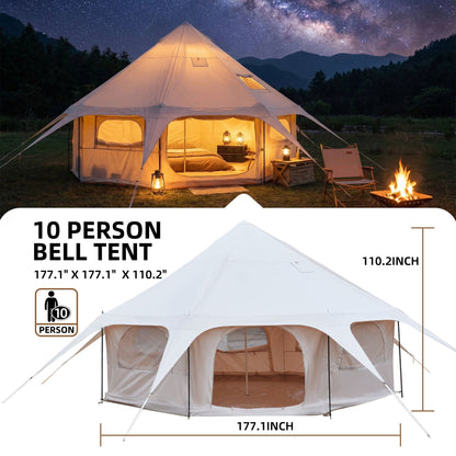 Spacious 600D Oxford Bell Tent with Stove Jack