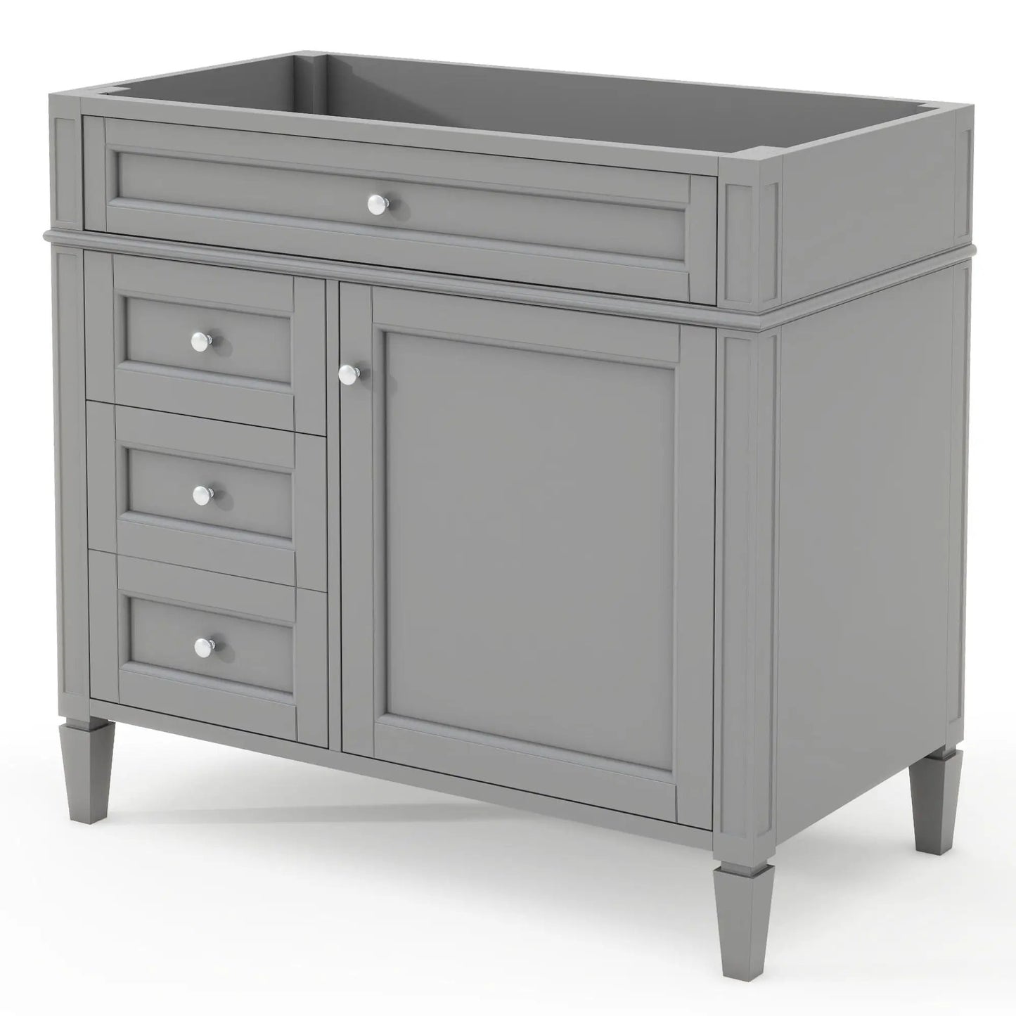 Bathroom vanity base by Unique Piece Furniture with 2 drawers and tip-out drawer, gray on Tampa Home & Garden Store
