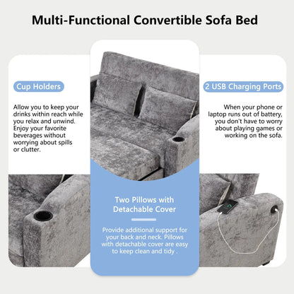 Pull Out Loveseat with Adjustable Backrest USB