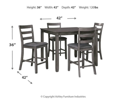 Bridson Square Counter Table Set 5 Piece Gray